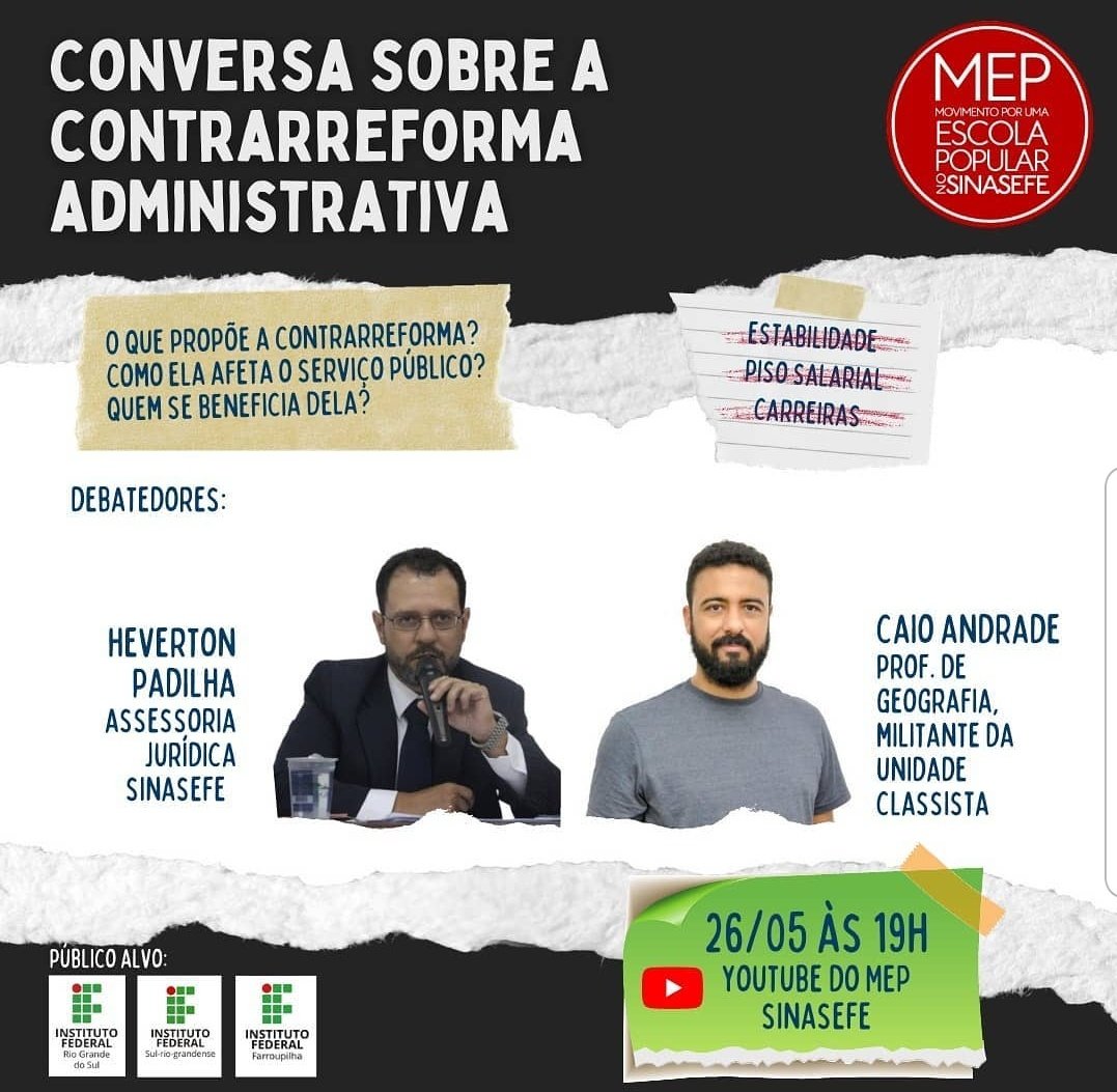 navyaris's tweet photo. Anotem na agenda e já ativem o lembrete: https://t.co/SMANQ5nJkI
26/05 às 19h no canal #MEPSINASEFE ocorrerá uma conversa sobre a contrarreforma administrativa, com Heverton Padilha e @o_caio_andrade
Participem! https://t.co/gu7tPbh8PT