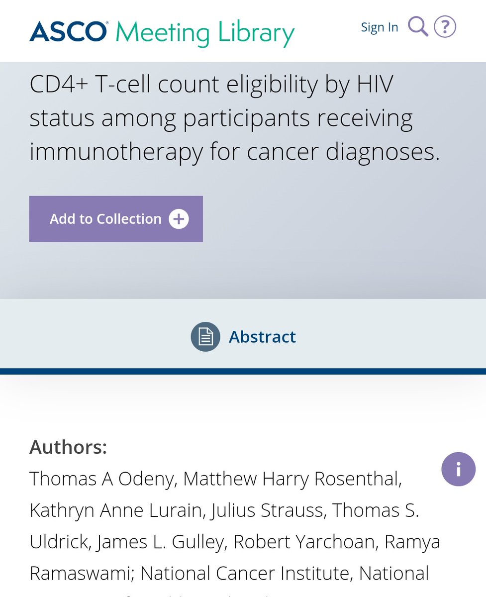 Honored to share our #ASCO21 abstract showing that low CD4 counts can occur irrespective of HIV status among patients receiving immunotherapy for cancer meetinglibrary.asco.org/record/200334/…

Thanks to our patients, mentors <a href="/ramya_ramaswami/">Ramya Ramaswami</a> <a href="/DrKateLurain/">Kate Lurain</a> and all co-authors #immunoonc #equity
