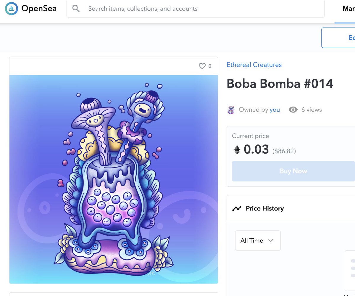 Dury_'s tweet image. Pick up the Boba Bomba creature on Opensea while gas prices have DROPPED! 🌼🌼🌼
Inspired by Bubble Tea. 
opensea.io/assets/0x495f9…