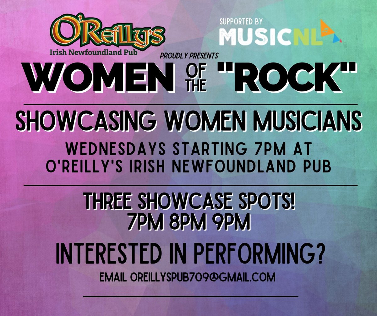 oreillys_pub's tweet photo. #WomenoftheRock! Each Wednesday at O'Reilly's, we have 3 showcase spots at 7:30, 8:30 and 9:30pm. If you'd like to perform onstage, email us at oreillyspub709@gmail.com https://t.co/blxfYIrENS