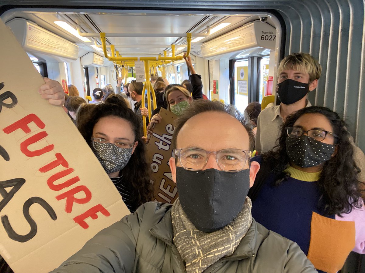 A full tram heading to the Melbourne climate strike! 🌏✊ #ss4c #fundourfuturenotgas