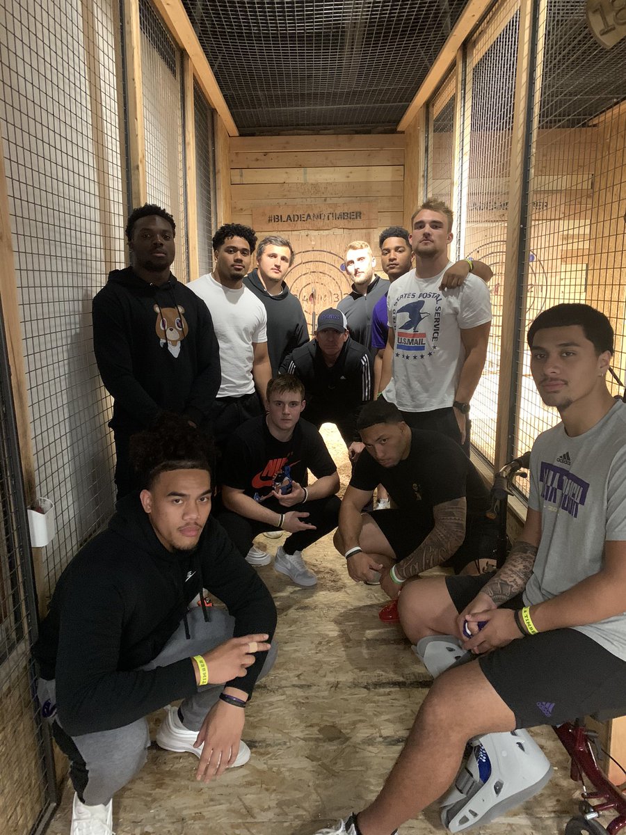 Always Competing! Great Time Throwing Axes and Choppin Some Wood! #PurpleReign #BowDown #LBP