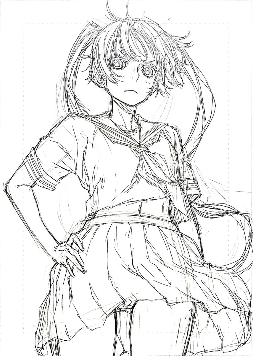 荻野 ケン 漫画家 話の扉絵は 頂いたアイディアを参考にして セーラー服 アンジェリカです プリーツスカートを履いている女の子の周辺は 風が強くなるのが自然の摂理です 漫画 イラスト 絵描きさんと繋がりたい