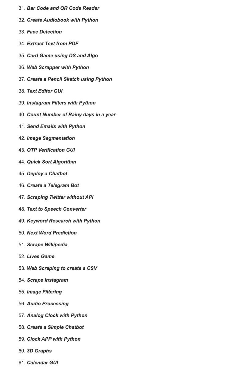 gp_pulipaka's tweet photo. AI Best: 96 Python Projects. #BigData #Analytics #DataScience #IoT #IIoT #PyTorch #Python #RStats #TensorFlow #Java #JavaScript #ReactJS #GoLang #CloudComputing #Serverless #DataScientist #Linux #Books #Programming #Coding #100DaysofCode 
https://t.co/q75vciVNMy https://t.co/791mQCkmM6