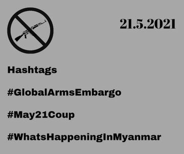 Int’l Community have to impose ASAP both global arms embargo and No fly zone in Myanmar so that innocent lives would be saved .#WhatsHappeningInMyanmar #GlobalArmsEmbargo #May21Coup