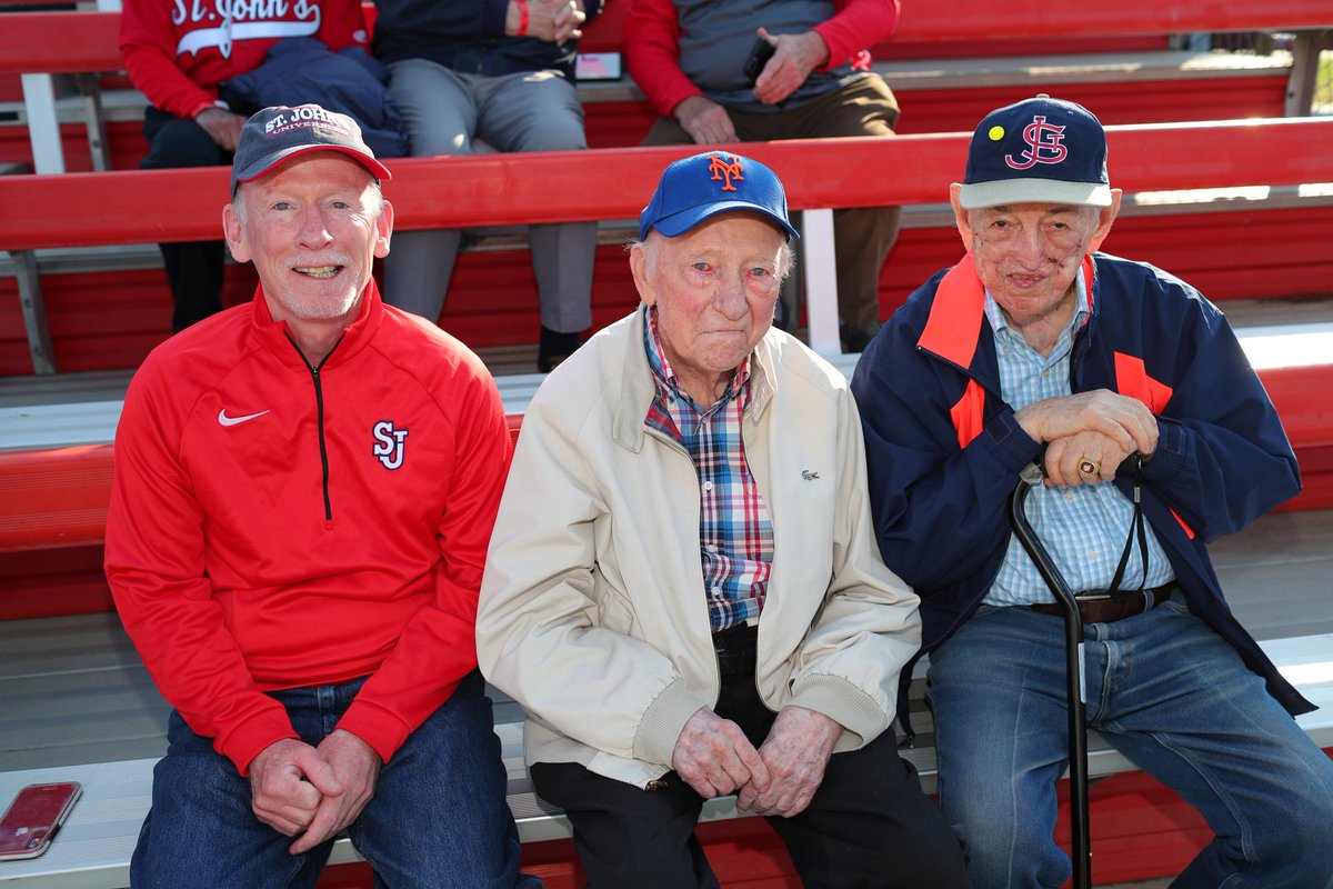 BrianTBrowne's tweet photo. Great pic from tonight's game at "The Jack." Fr. Shanley &amp; two @StJohnsU Hall of Famers. @StJohnsBBall  @StJohnsBaseball @BIGEAST https://t.co/jEqzGpUx0m