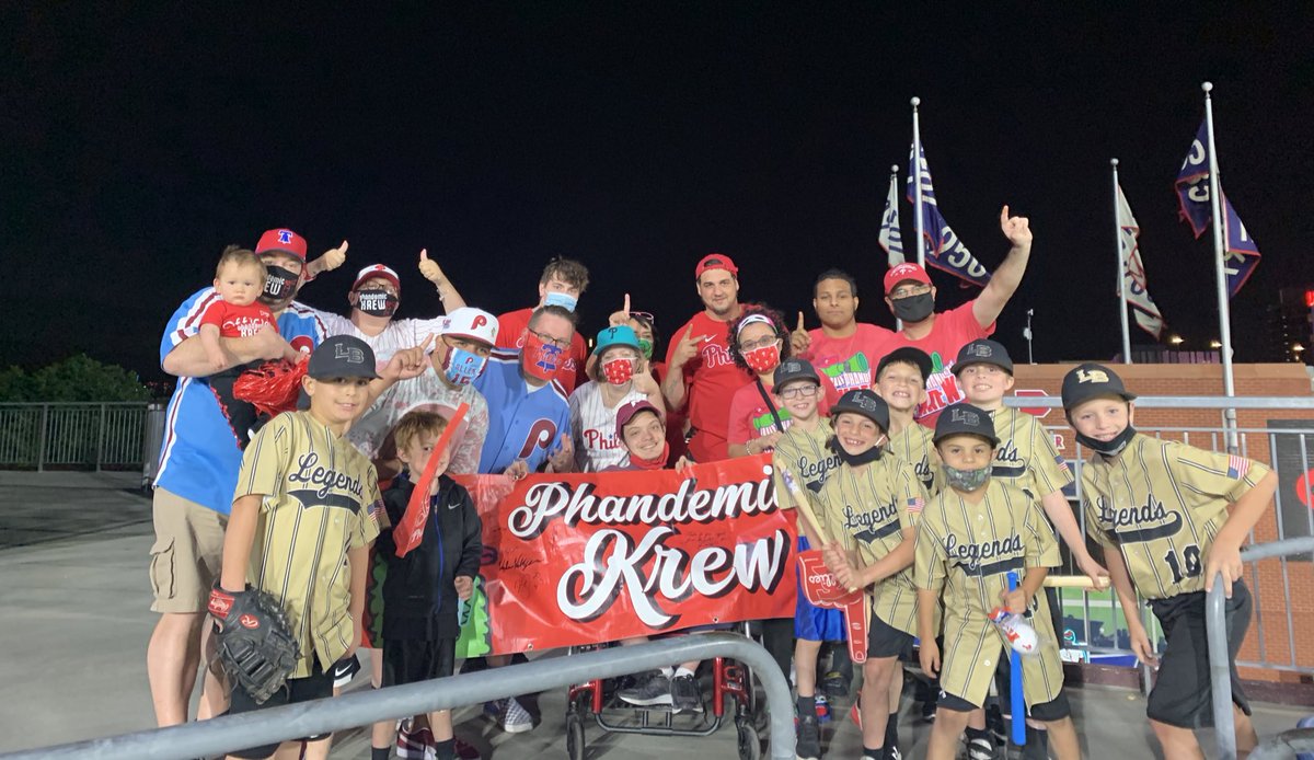 PhandemicKrew's tweet photo. Not the resulted we wanted, but still had a great night with the Krew. Congrats to Jackie on her 250th @phillies game!!!
#phillies #phandemickrew #mlb #baseball #section245 #tomorrow https://t.co/7Aim2M3Pai