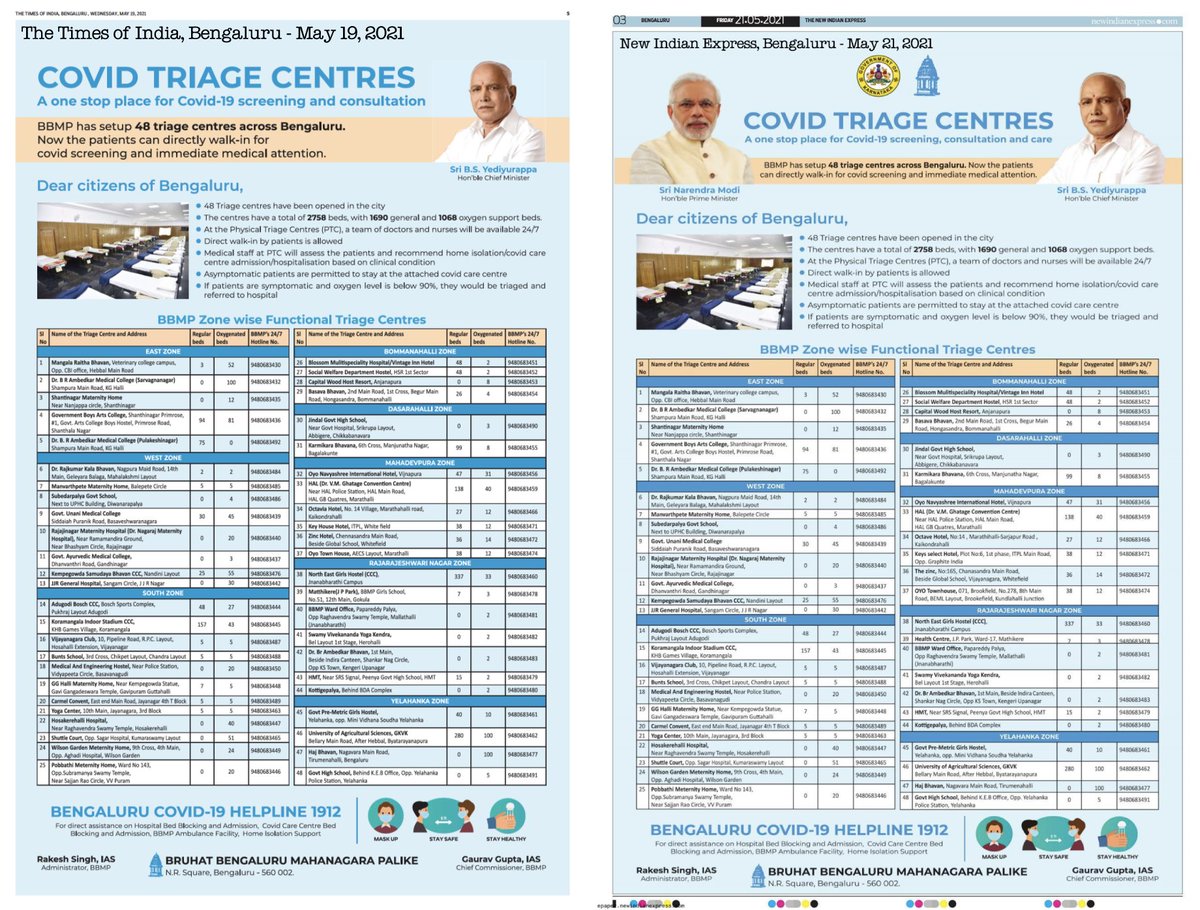 The very same ad: on May 19 (Wednesday) in The Times of India vs. May 21 (New Indian Express) - spot the difference.