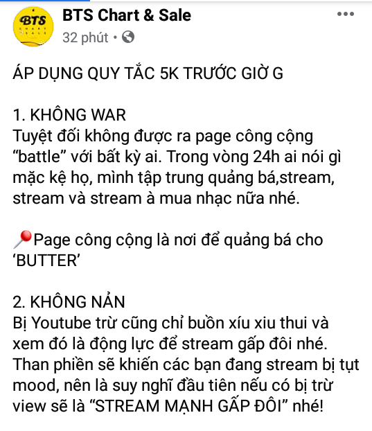 KimV_TaeKook1's tweet photo. 📢 QUY TẮC 5K DÀNH CHO ARMY

1. KO WAR
2. KO NẢN
3. KO CHỦ QUAN
4. KO NGẠI
5. KHEN HẾT MÌNH

P/s: Chta chính là đối thủ mạnh nhất của chính bản thân, chỉ cần vượt qua chính mình chính là đã làm rất tốt 💪

#ButterToday #SmoothLikeBTS #GetItLetItRoll @BTS_twt https://t.co/wk27FIE3up