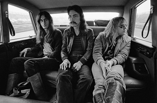 crockpics's tweet photo. Rush sitting in a limo in Birmingham, England during their 'Farewell To Kings' tour, February 12, 1978. Photo by Fin Costello/Redferns https://t.co/22tpG66nXP