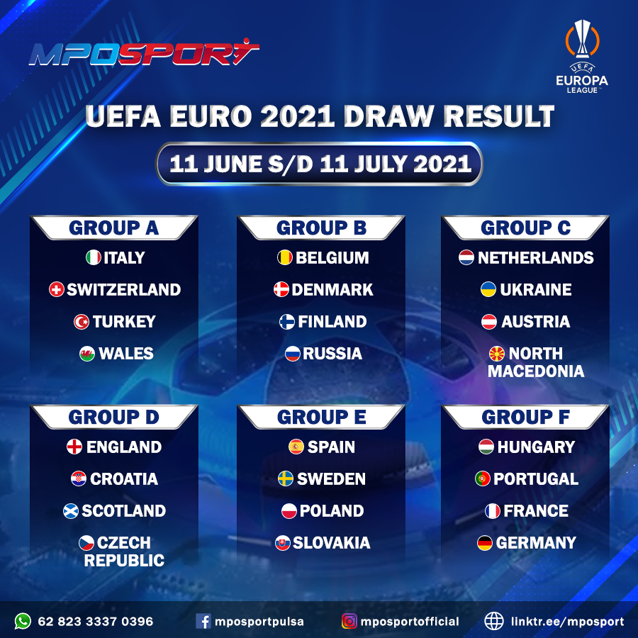 mposport's tweet photo. UEFA EURO 2021 DRAW RESEULT
11 JUNE s/d 11 July 2021
#mposport #euro #Euro2021 https://t.co/oIWYPlT62u