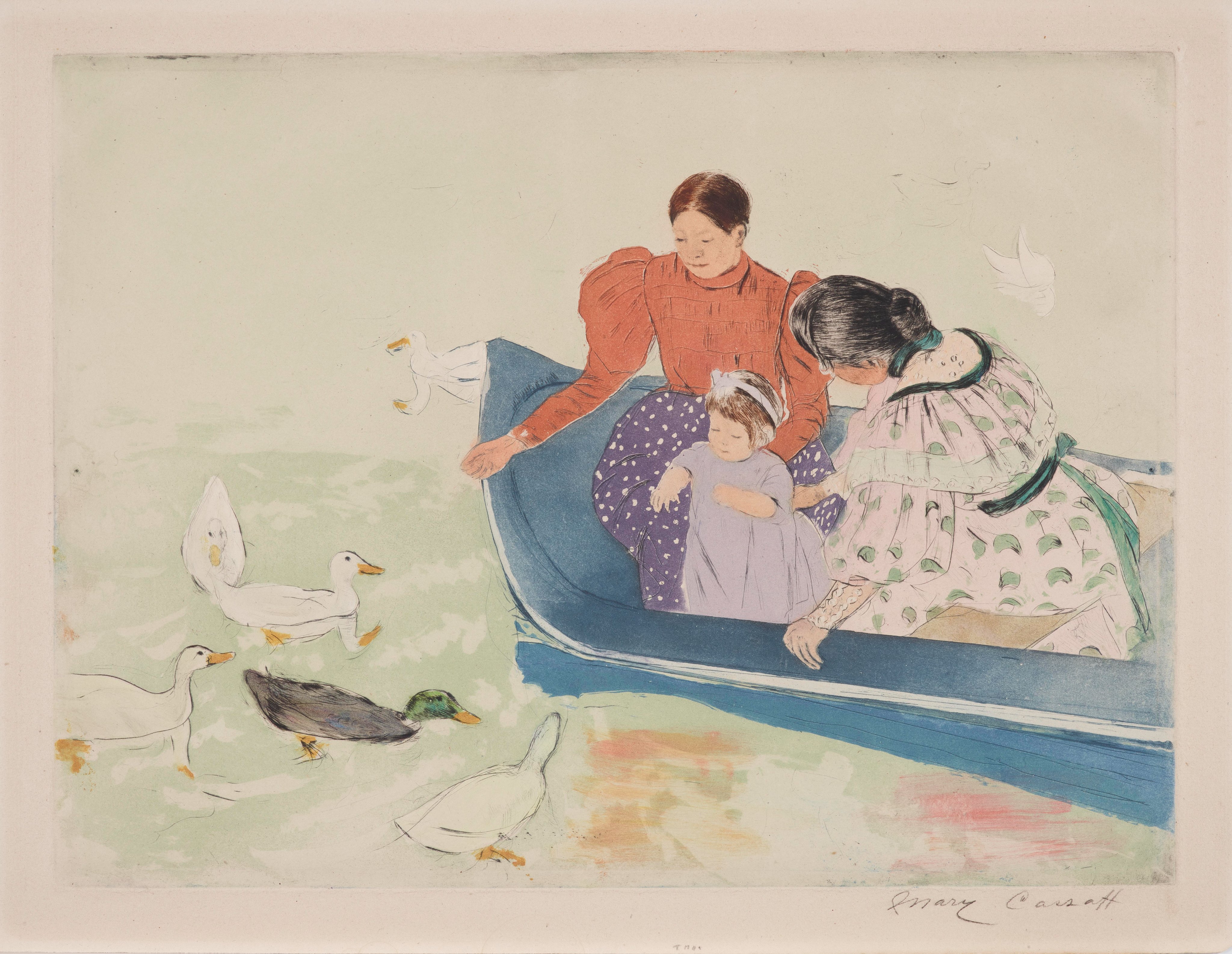 メアリー・カサット、「赤い胴着の女性と赤ん坊」、希少な画集より