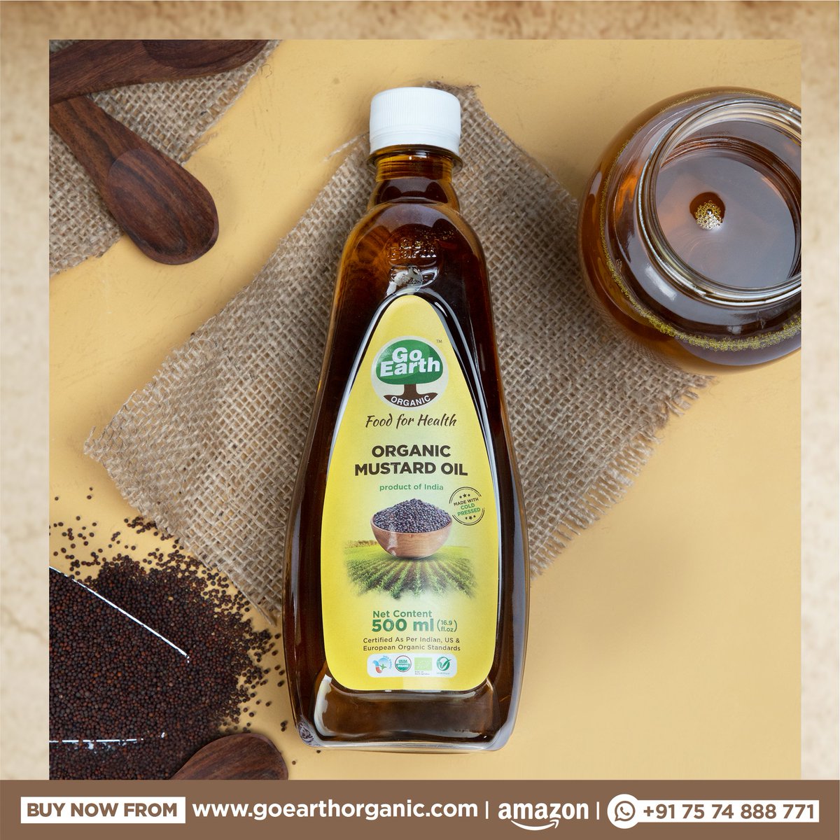 GoEarthOrganic's tweet photo. Go Earth's organic mustard oil is good for the body that promotes skin and hair health. It is also good for the heart and overall helps to maintain good health for the body.
.
.
.
#goearthorganic #organicindia #madebynature #organicmustardoil #mustardoil #healthymustardoil https://t.co/j0x7A71j9r