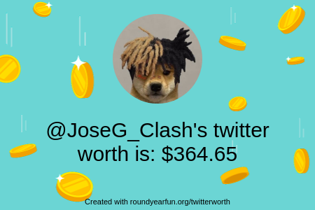 My Twitter worth is: $364.65

Find yours with roundyearfun.me/twitterworth

⠀