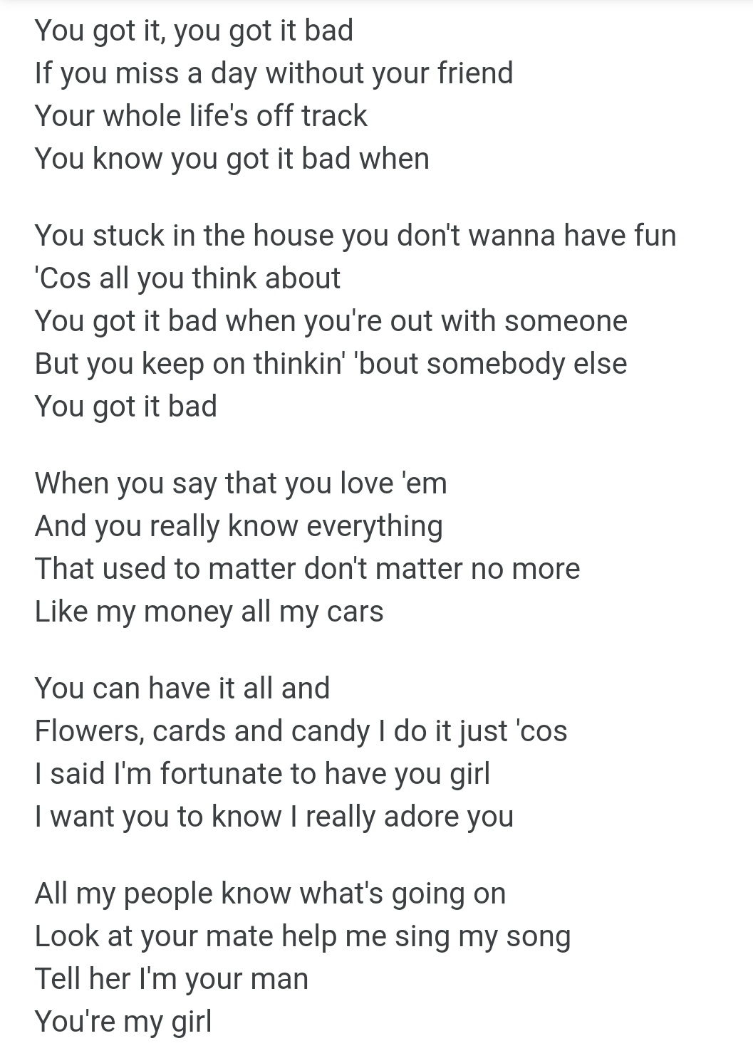 조혜원 In Case Some Of Y All Weren T Aware The Lyrics Don T Need Usher To Remind Me You Got It Bad Is A Shout Out To Usher S Iconic Song U Got