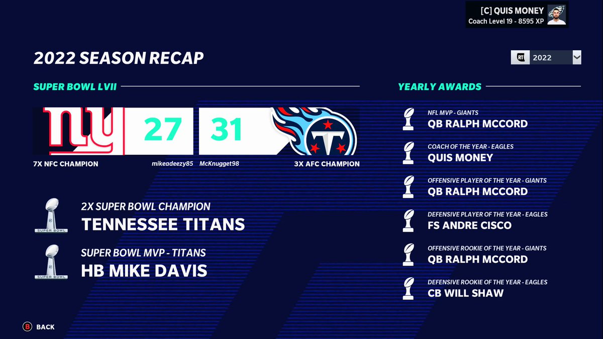 PowerHouse_FL's tweet photo. Congrats to the SB winner of 2022. Titans pull through and take the chip 🏆 🔥. #TitanUp
Also congrats to the yearly award winners 🏆
Tune in to our draft hosted live tomorrow on twitch @ 8 PM EST 🚨 🚨Link in Bio. 📺 #PHFL
@leaguecrawler https://t.co/hU2gt514l0