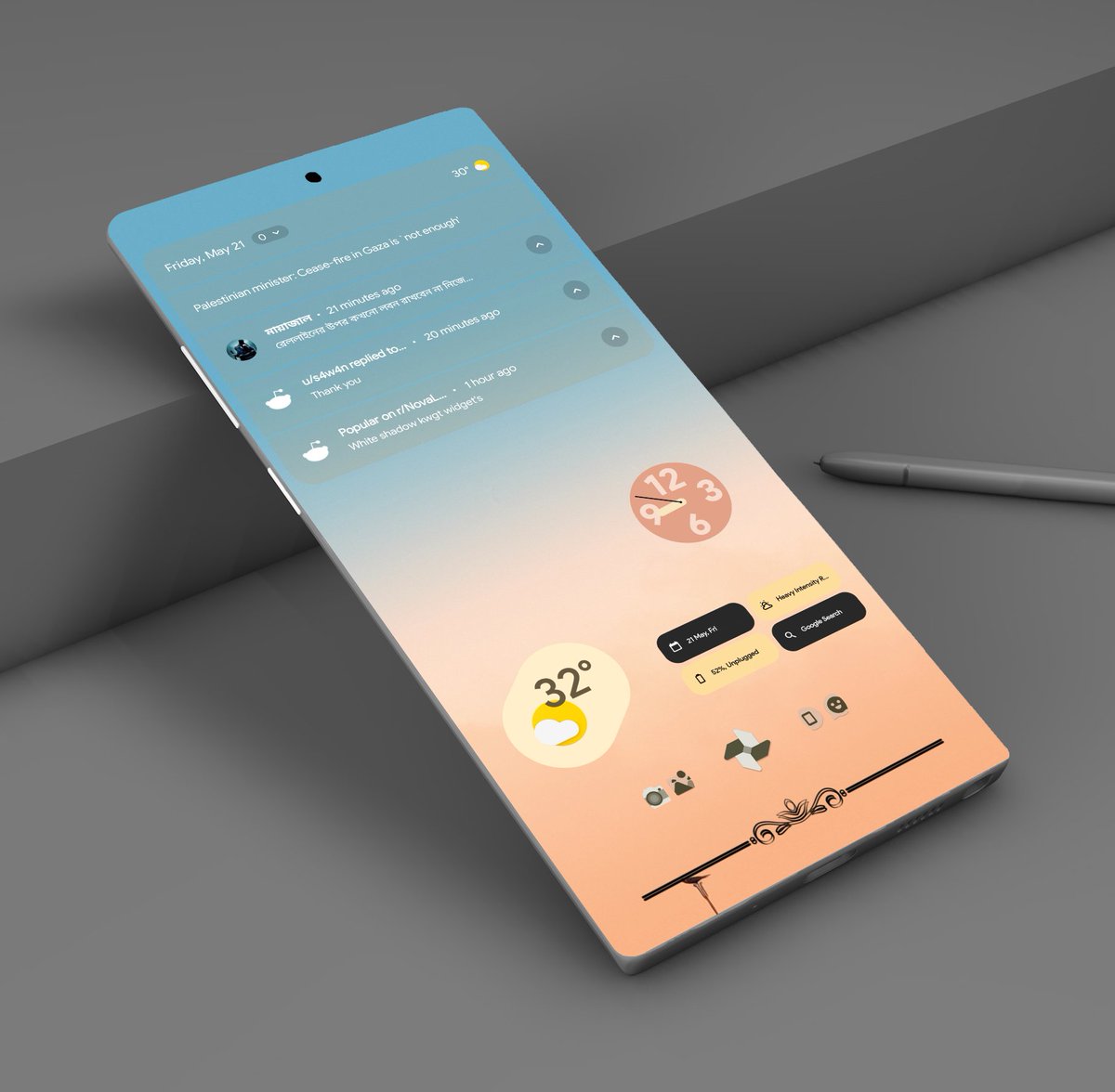 mdabutalhakhan's tweet photo. #Android #Homescreen 
#Kwgt 
#Android12 
#AndroidCustomisation
Wall Selfmade https://t.co/eAks1QmueG
Top #Komponent from #NoirartsSDK @noir_arts 
#Android12forkwgt @prativastava 
#Android12ColorsIconPack @panoto_gomo 
#Hishoot2iTemplate @Marcel73390851 
Dock widget selfmade https://t.co/ruF0ESit2F
