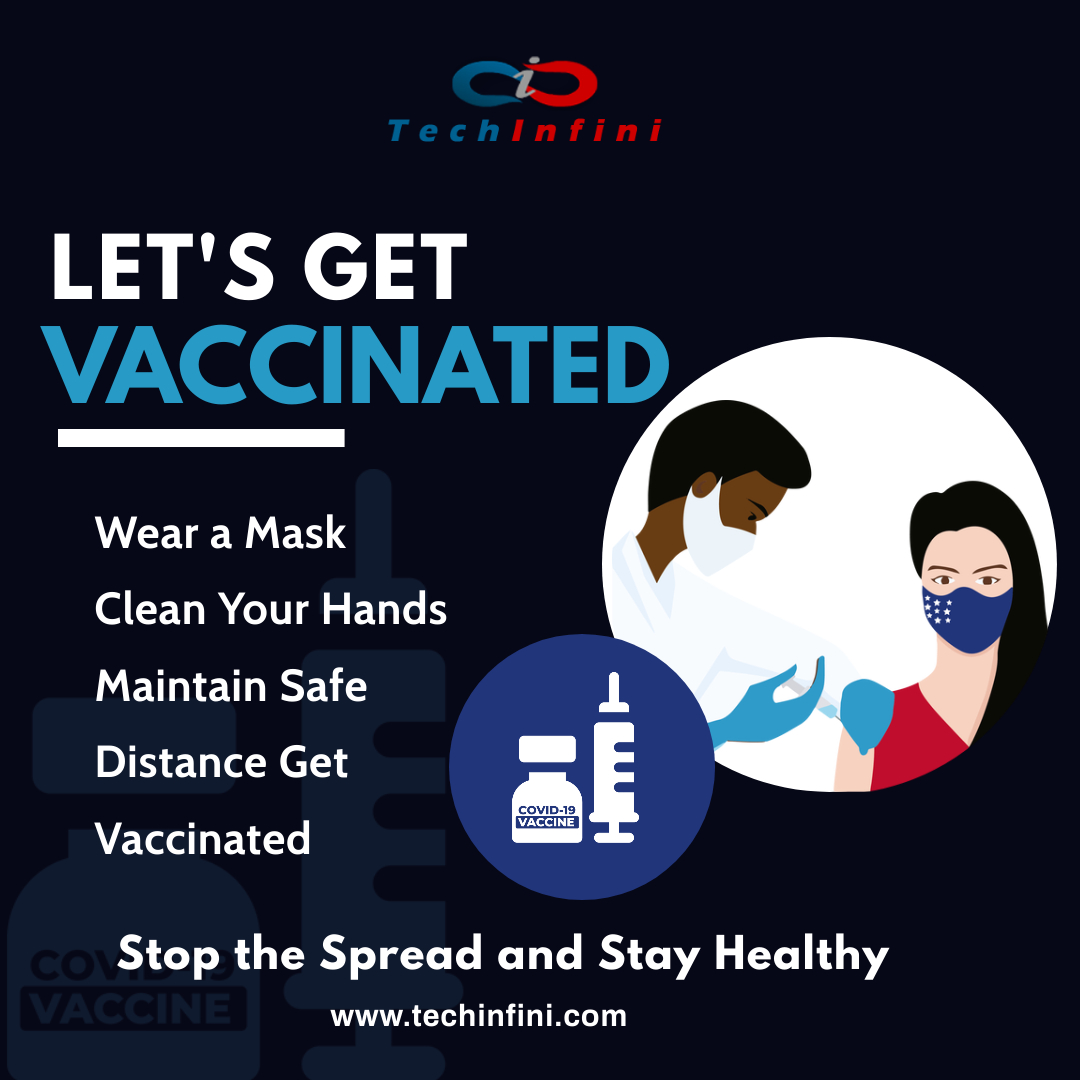 TechInfini's tweet photo. Together, we can stop the spread. If you are eligible to get the COVID-19 vaccine, go and get it now. Book your vaccination slot by registering at: https://t.co/sF6xZQ37F6

TechInfini Solution Pvt. Ltd. https://t.co/6H5br8OBFD