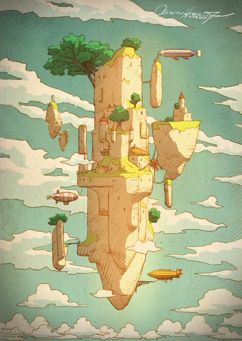 「floating island」 illustration images(Latest｜RT&Fav:50)