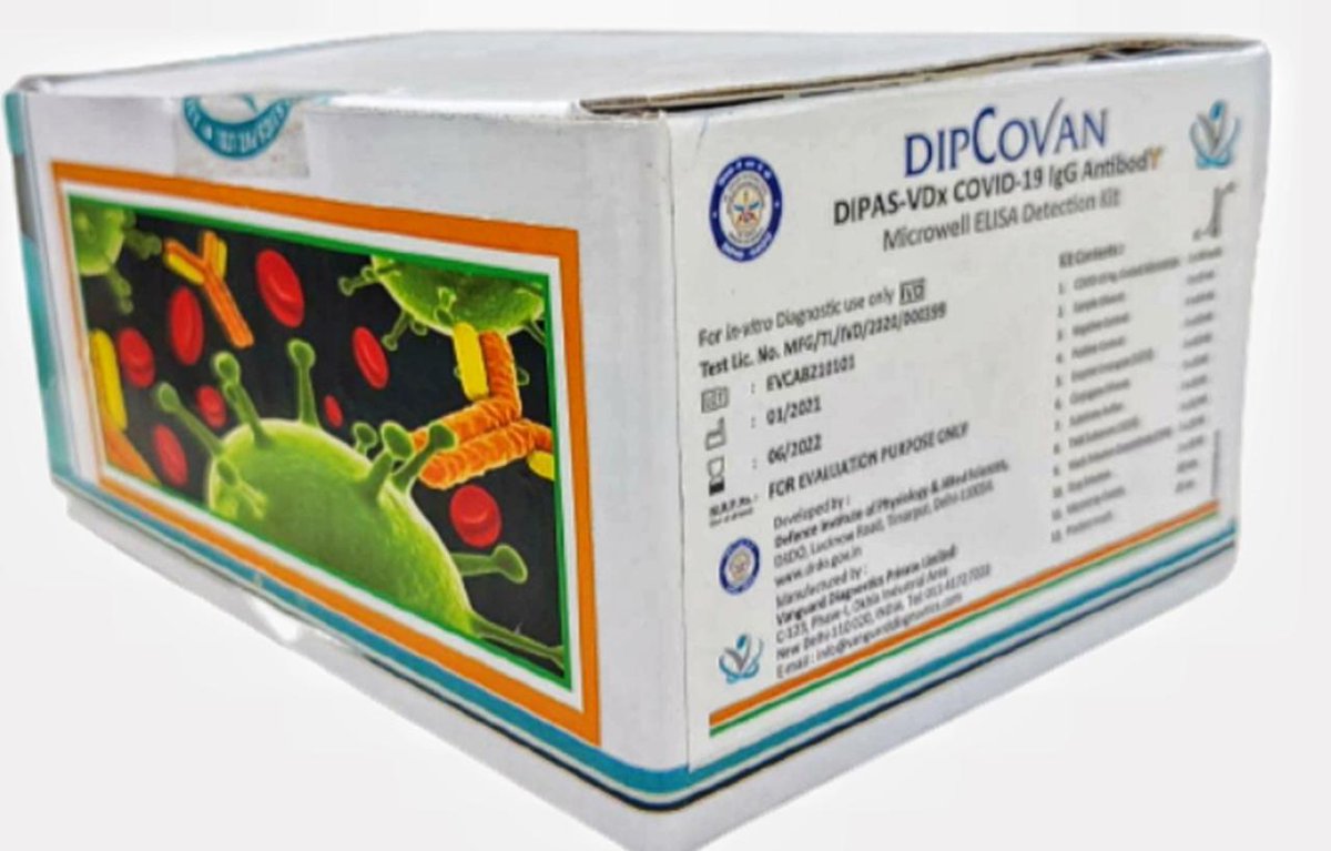 DRDO_India's tweet photo. DRDO develops COVID-19 antibody detection kit DIPCOVAN. The kit can detect spike as well as nucleocapsid (S&amp;N) proteins of SARS-CoV-2 virus.
#AtmanirbharBharat 
https://t.co/ubsrYIxGyo https://t.co/B356vaeKYG