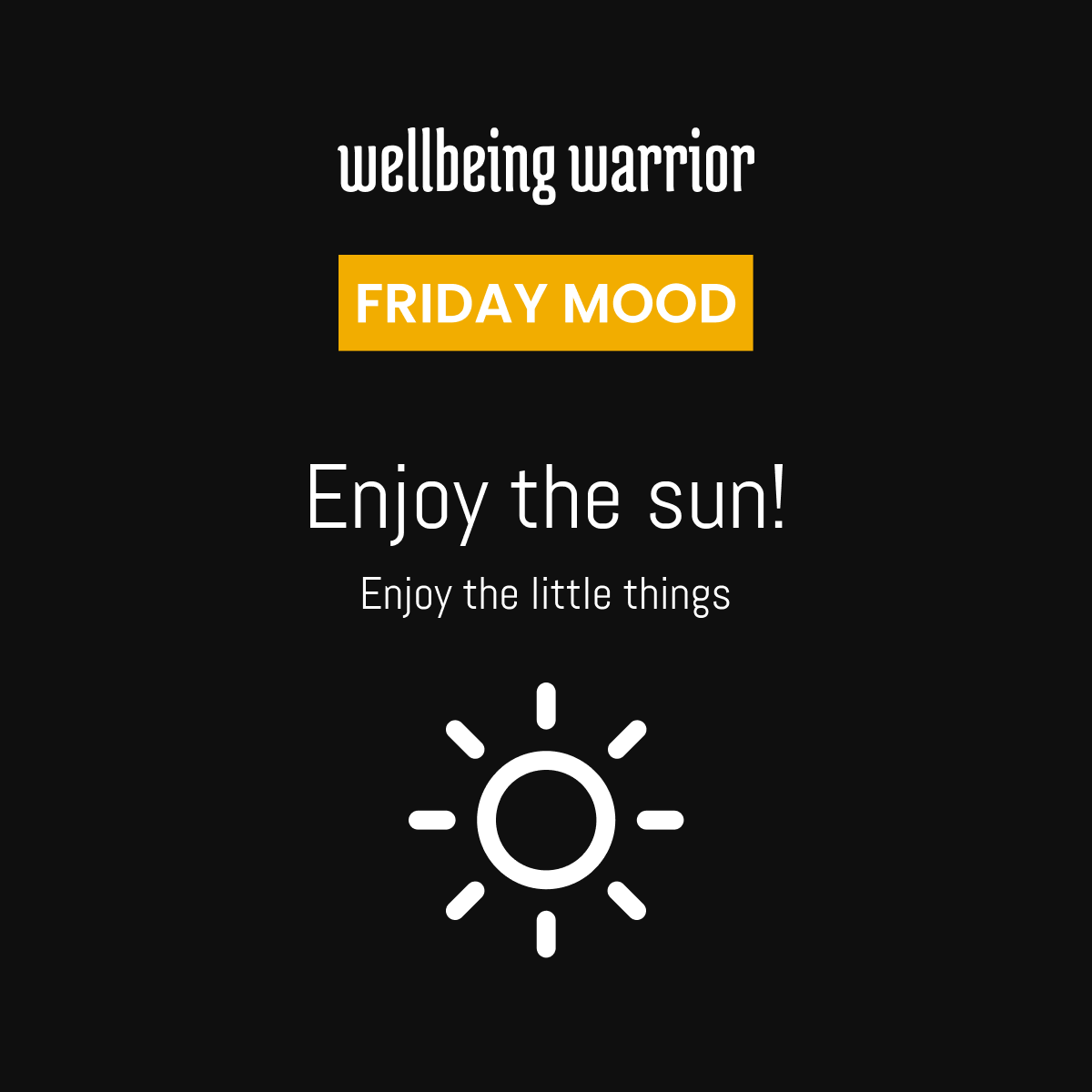 wellbeing_w's tweet photo. Now that the weekend is almost here, take full advantage of the sun to recharge your energy! Who knows with this positive energy weekend load, you won't be grumpy next Monday morning!

#wellbeingwarrior #employeeengagement #weekendfun https://t.co/fuu7Ti7E45