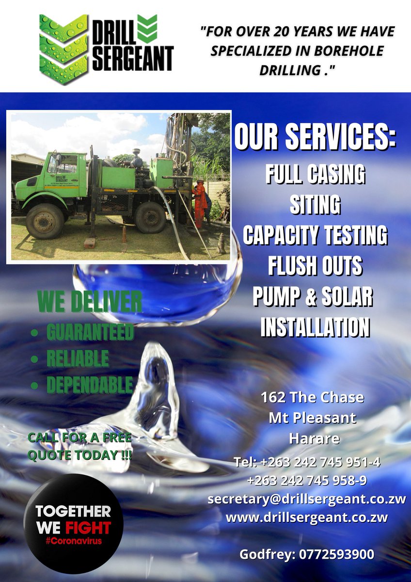 drillsergeantzw's tweet photo. DRILLSERGEANT : #borehole #drilling #drillsergeantzim #pumpinstallations #zimbabweborehole #boreholedrillingrehole https://t.co/JVPmNer9pc