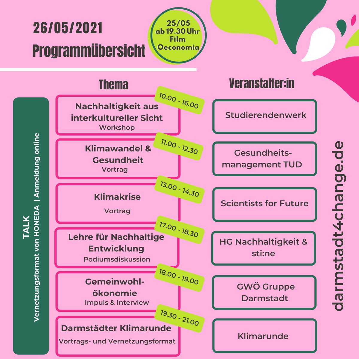 Studierende brauchen in Zukunft die richtigen #Kompetenzen, um eine #klimagerechte #Transformation zu gestalten. Wie muss #Hochschullehre sich dafür verändern? Wir befragen dazu  #BNE-Expert*innen in einer interaktiven Diskussion am 26.5., 17 Uhr. Zugang: darmstadt4change.de