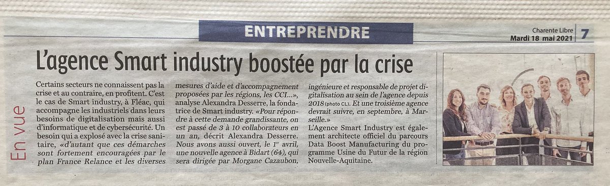 #charentelibre #digitalisation #usinedufutur #industrie40 #innovation #transformationnumerique #teamdeouf #smartindustry