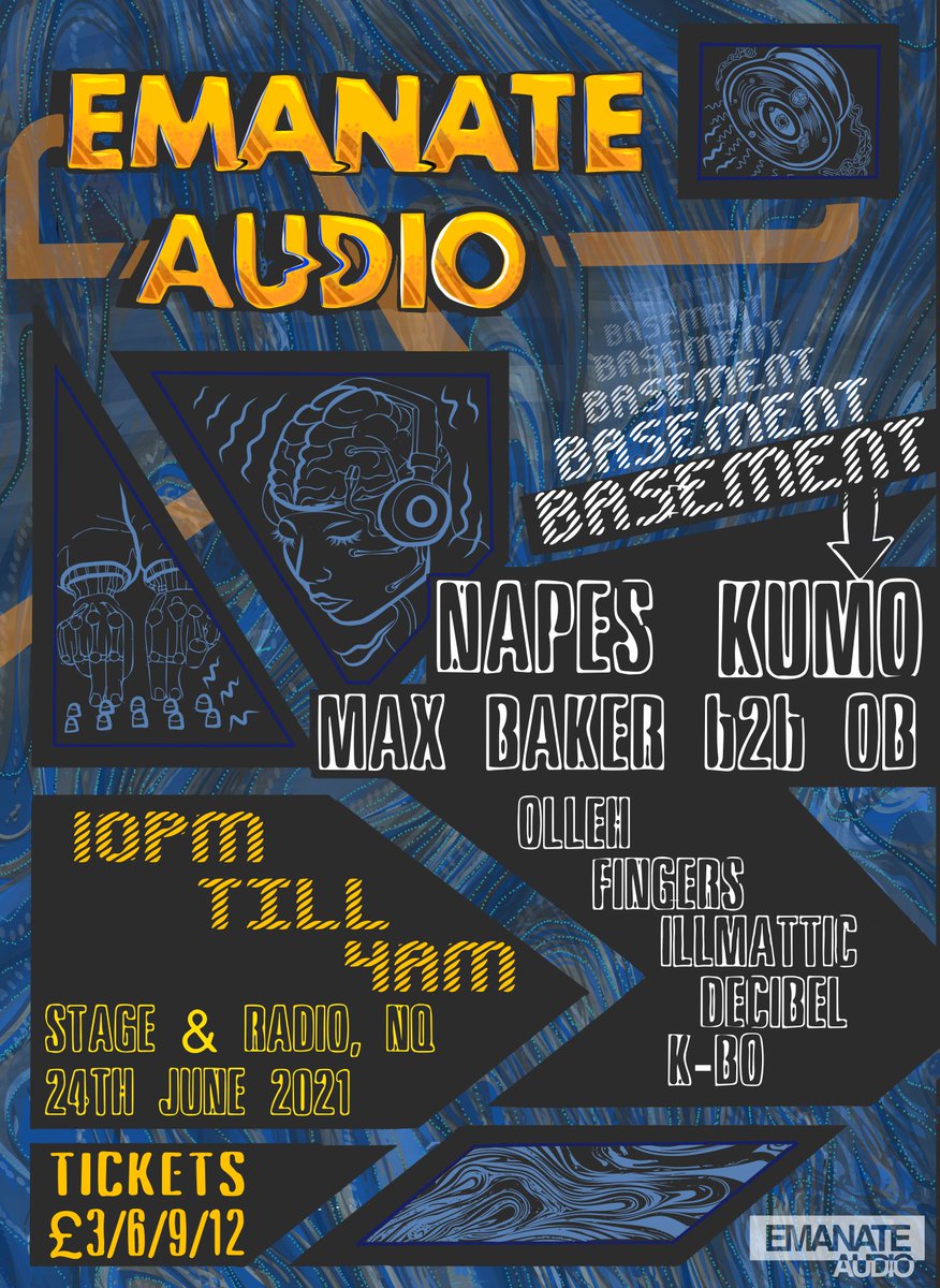 AudioEmanate's tweet photo. WE ARE BACK!

Hosting Napes &amp; Kumo in the basement @ Stage &amp; Radio in NQ... Big night of DnB &amp; Jungle first Thursday after lockdown is due to end

Tickets already flying: https://t.co/oYf2AFlamS https://t.co/ubpnKws2tw