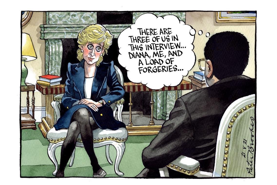 BrookesTimes's tweet image. My cartoon Friday @TheTimes on that #Panorama interview. #PrincessDiana #MartinBashir #BBC