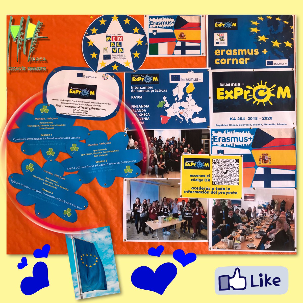 adultoshuesca's tweet photo. Nuestra #ErasmusCorner en la corchera del porche.😍. Aunque no hemos tenido ocasión de realizar #movilidades, hemos trabajado en otros aspectos de nuestros proyectos #KA104 #Minalva y #KA204 #ExPrOM. 
🇪🇺🇪🇺
@epaaragon @sepiegob @AragonEpale @EPALE_ES @InnovaEducAr @EUErasmusPlus https://t.co/VLh1jbEX8a