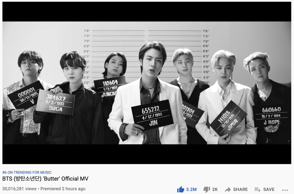 Bts Updates Btsdailyinfo On Twitter Butter30m 210521 Bts Twt Butter Official Mv By Bts Has Surpassed 30 Million Views On Youtube As Per Screenshot In Just 2 Hours 20 Minutes