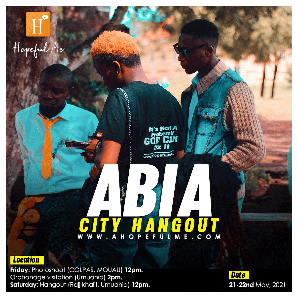 ahopefulme's tweet photo. Let's take this message of Hope to the next level.
Join our 2day Abia City hangout.
See details on the flier.
#Abia #Umuahia #CityContest #Hangout #HopefulMe #BigThings https://t.co/Nnm5hj3Gw9
