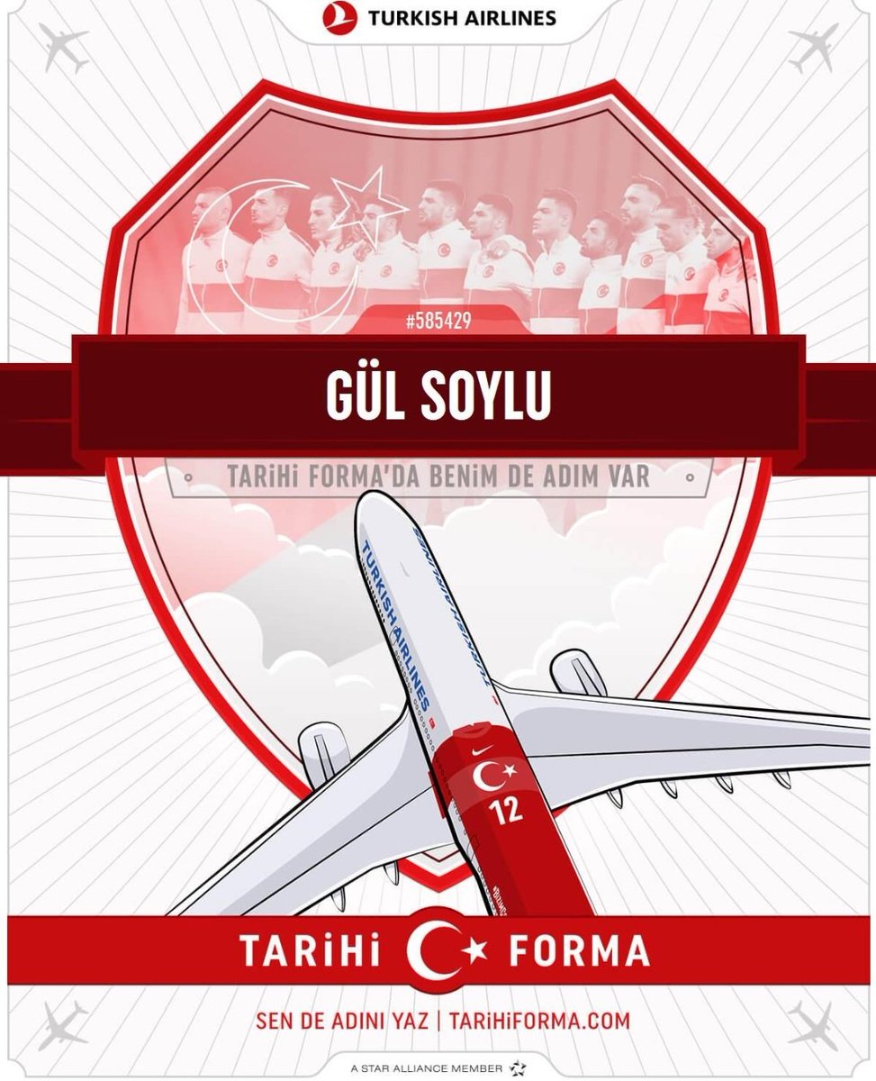 Ay yıldızlı formamız göklerde! ✈️ 🇹🇷 

Milli takım uçağına siz de adınızı yazın:
#TarihiFormaTakım uçağına adımı yazdırarak #TarihiForma’da yerimi aldım. 🇹🇷🇹🇷🇹🇷

Sen de tarihiforma.com’a gir, milyonlarca yüreğin oluşturduğu formada yerini al.