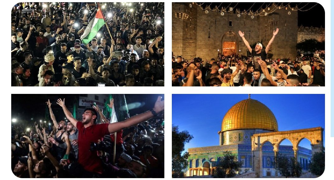 #AlAqsaMosque Allahu akbar!! Allahu akbar!!!! Palestine won israel LOST! May this victory leads to the freedom of Palestine to get back their land entirely!! 
#AlAqsaMosque 
#freepalastine
