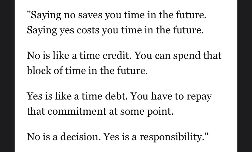 No is a decision. Yes is a responsibility. #fridaythought #jamesclear #motivation