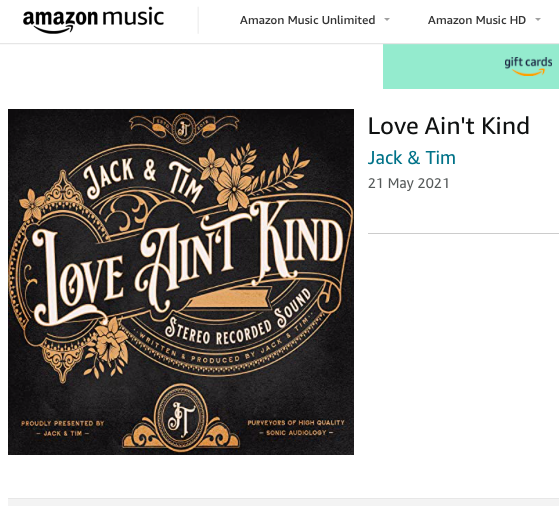 OUT NOW ! 

Release day ! Fanbase checklist !!
• download a copy • Stream • Add to your streaming playlist • Post support on social media - Links in Bio
Much love &amp; Gratitude 
Jack &amp; Tim
#newmusicfriday #newmusicalert #jackandtim #loveaintkind #ukcm #countryrock #countrymusic