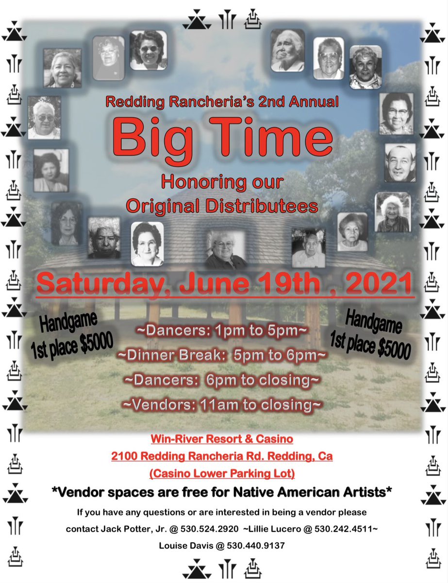 RRancheria's tweet photo. We are hosting our 2nd Annual Big Time on Saturday, June 19th. Hope to see you there #bigtime #ProudToPlayOurPart #reddingrancheria #nativetwitter #California #shastacounty #handgame #vendors #NorCal #indiancountry #honoring https://t.co/GRfQwjnwBH