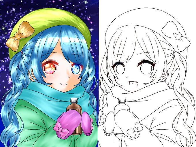 ペア線画色塗りのtwitterイラスト検索結果