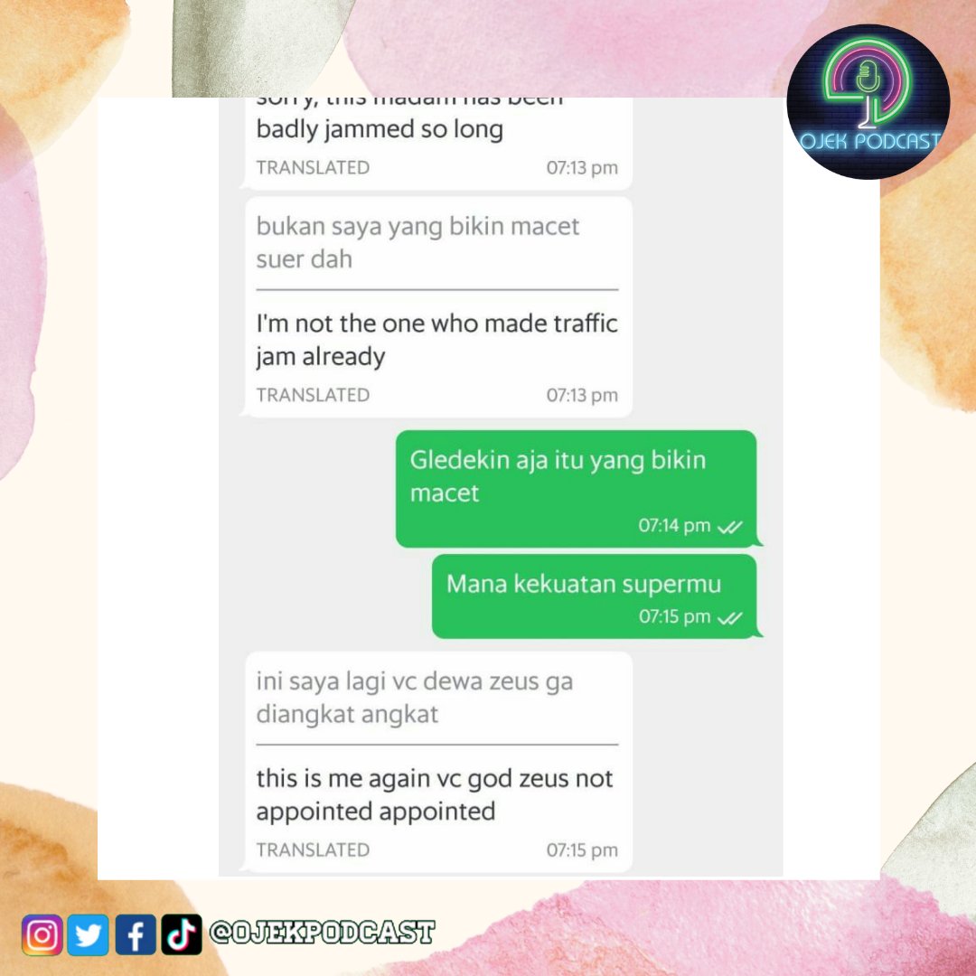 OjekPodcast's tweet photo. Beberapa chat kocak driver dengan customernya. Gimana nih para pejuang jalanan?Apakah ada dari kalian yang pernah mengalaminya?

#dagelan #ojol #ojolindo #chatanlucu #ojolbahagia #ojolseru #pejuangjalanan #pejuangrupiah #meme #kocak #ojolkekana #ojoljakarta #ojolbandung #memeojol https://t.co/GYnwcCaGE2