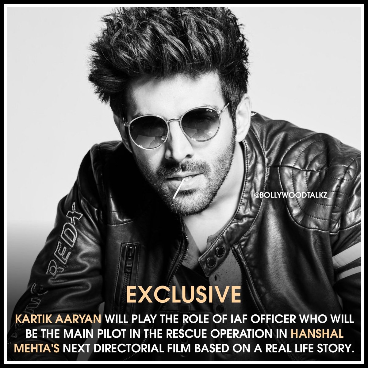 bollywoodtalkz_'s tweet photo. #KartikAaryan will play the role of Iaf Officer who will be the main pilot in the rescue operation in #HanshalMehta's next directorial film based on a real life story. https://t.co/5BOKOaFj8F