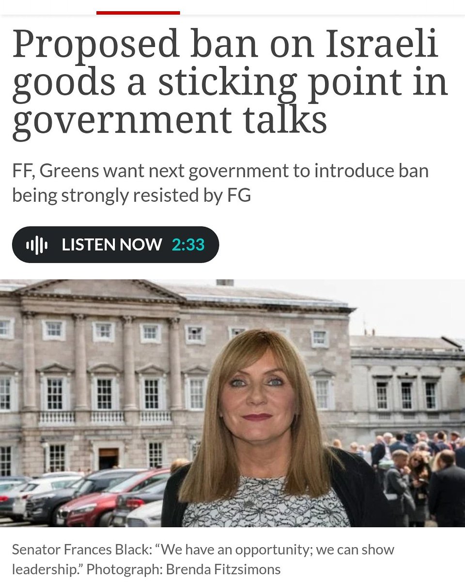 This is why there needs to be more folk musicians and less property developers in Irish politics .

#banisraeligoods