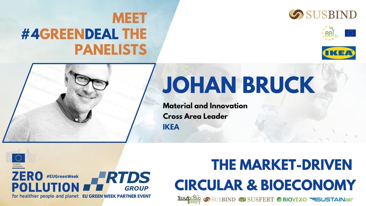 RTDS_Group's tweet photo. Sustainable #SupplyChains? #BioBasedLive? Lessons learned by Johan Bruck, Material and Innovation Lead at @ikea @IKEAtoday project partner in @susbind in a panel discussion 📆on 8 June @ #4GreenDeal @ #EUGreenWeek
👉 https://t.co/CCVSCzLKXV
#Adhesives #BioBased #Binders https://t.co/nC5tCGqWUL