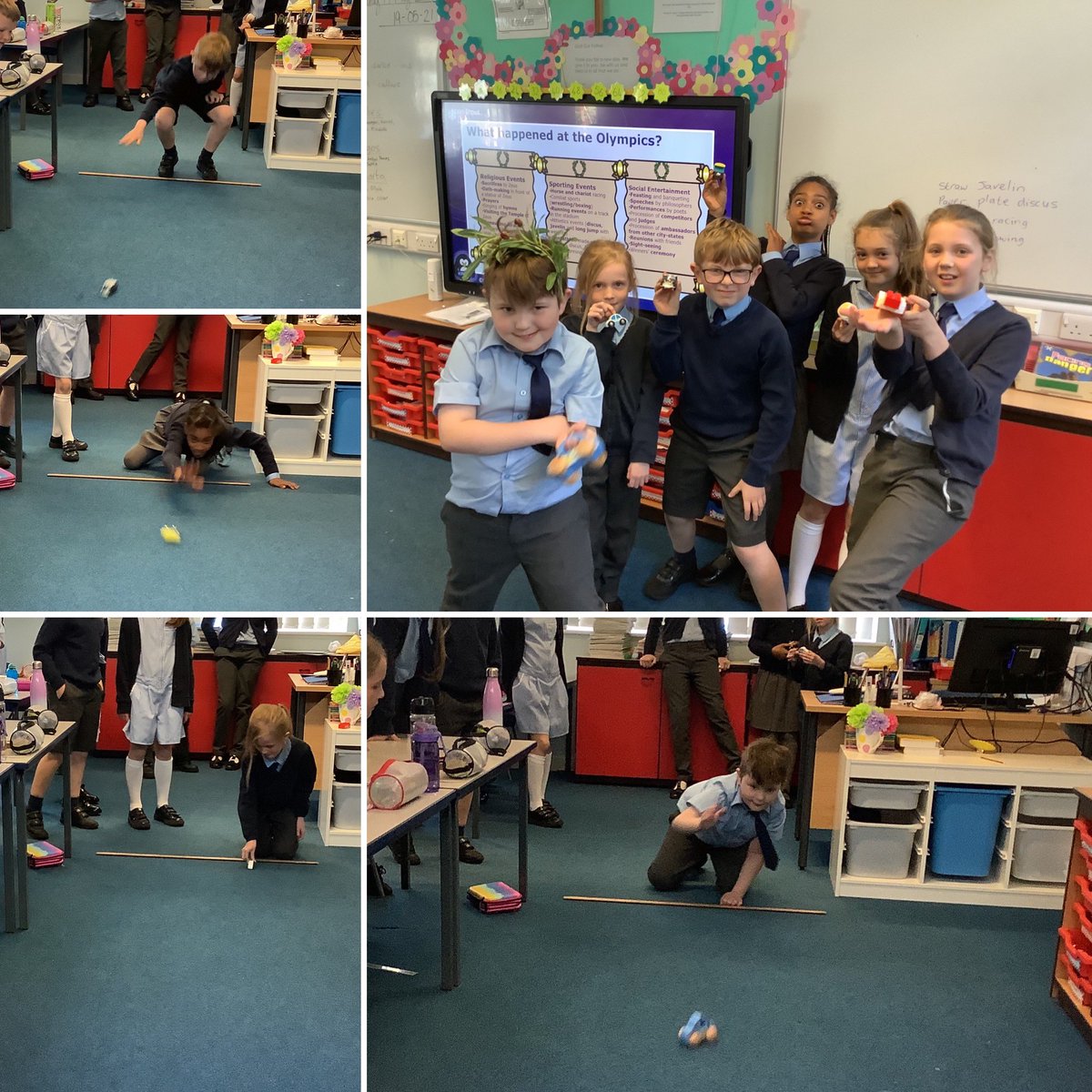 OSJ_MrsSmith's tweet photo. More from @OSJ_Y4O Olympics; toy car chariot racing, pom-pom blowing, standing long jump and the city-state victors from each event 🌿 https://t.co/ppy6hEtpiP
