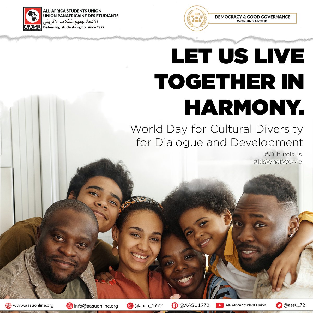 aasu_72's tweet photo. The World Day for Cultural Diversity for Dialogue and Development is an occasion to promote culture and highlight the significance of its diversity as an agent of inclusion and positive change. 
#acceptdiversity #livetogether https://t.co/36oJ3GPLzE