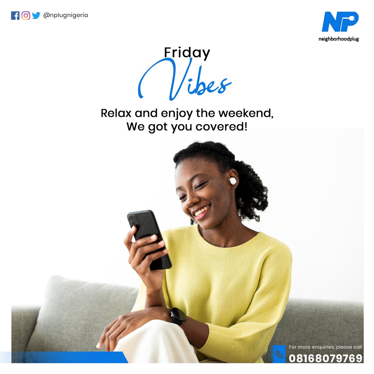 NPlugNigeria's tweet photo. Spend the weekend with friends and loved ones while our plugs take care of those tasks for you. 

Call Neighborhoodplug if you need any help with your task. 
#hireaplug 
#trendingnow
#neighborhoodplug 
#callnow https://t.co/ZhJCMpgx0A