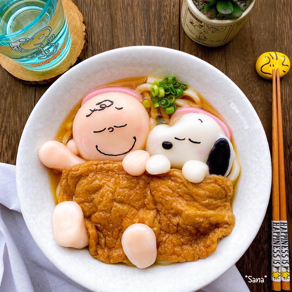 Sana 冷やしうどんだよ 晩ご飯 うどん おうちごはん スヌーピー Snoopy Peanuts