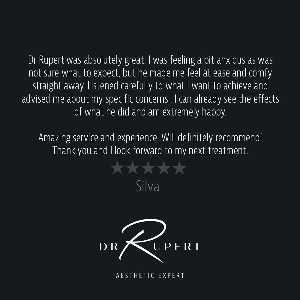 DrRupert's tweet photo. Happy Friday everyone! 👋 Throwback to this lovely review from Silva! Thank you for taking the time to leave such wonderful feedback. All of our treatments are bespoke and designed around each individual client to ensure beautiful, natural looking results are achieved. 💉 https://t.co/RYZ5TcWj2N