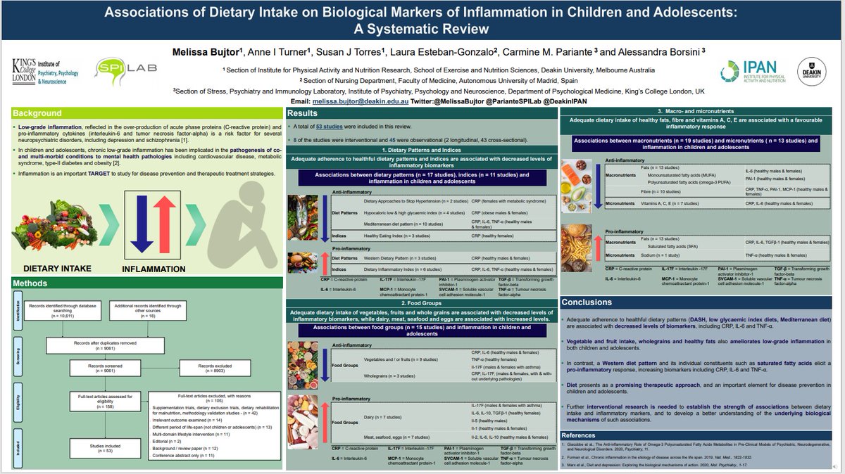MelissaBujtor's tweet image. Interested in diet and inflammation in children and adolescents? Come and chat with me at #PNIRS2021 poster session 2, table 90!