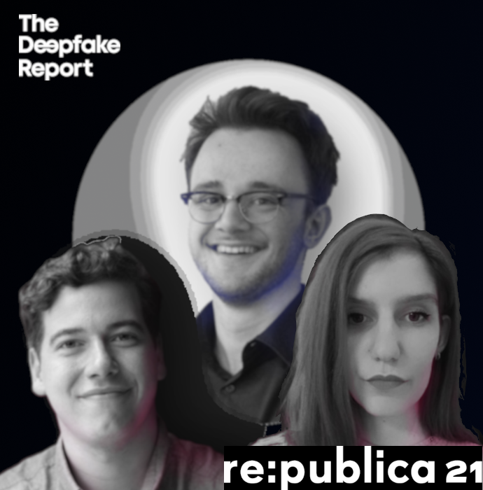 deepfakereport's tweet photo. We are live at re:publica! In the livestream from 18:30 on Instagram, Youtube, Twitch and Facebook, Katerina Zafeiri, Sebastian May and @FloComtesse will talk about Deepfakes and how Deepfakes will influence the future of journalism. For good? Tune in! https://t.co/UBjnGkC1Bf https://t.co/az9WuvdRRQ